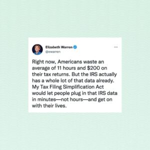 Elizabeth Warren Instagram - This would be a great week to pass my Tax Filing Simplification Act.