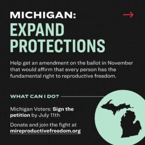 Elizabeth Warren Instagram - Roe v. Wade is gone. But we cannot give into despair—there is work to be done. Here are four ways you can get involved right now. 

In Michigan, there’s an effort to get an initiative on the ballot to protect reproductive freedom, including abortion and contraception, in the state constitution. Signatures are due July 11th. Once it’s on the ballot, Michiganders will be able to vote in November to affirm that every person has the fundamental right to reproductive freedom. This would be huge. It could be a blueprint for many other states trying to affirm abortion protections.

In Kansas, we’ll need to play defense. Right now, there is a ballot measure that would amend the state Constitution to dismantle existing abortion protections. Texas and Oklahoma have already passed the harshest laws restricting access to reproductive care. If Kansas is next, that will create a huge reproductive health care desert in the middle of the country. This measure will be voted on soon—in August—so we need to act quickly to help defeat it.

In Wisconsin and Pennsylvania, we have the chance to elect pro-choice, anti-filibuster Democrats to the Senate. That will get us one big step closer to codifying Roe at the federal level.