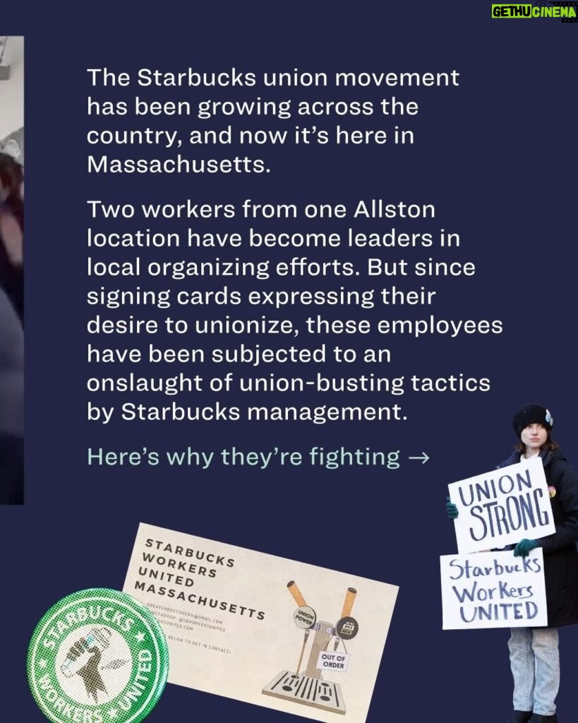 Elizabeth Warren Instagram - The Starbucks union movement has been growing across the country, and now it’s here in Massachusetts. Workers at two stores in Boston are fighting to unionize—voting ends this Friday, April 8. Swipe through this series to hear their stories and hear about the ugly union-busting tactics they’re up against. Now is the moment to raise our voices in support of the right to form a union and in solidarity with Kylah, Ash, and the rest of the @SBWorkersUnited movement. I’m in this fight all the way.