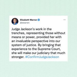 Elizabeth Warren Instagram - #ConfirmJudgeJackson
