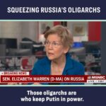 Elizabeth Warren Instagram - Putin’s government is run on corruption. Oligarchs keep him in power. We’re putting the squeeze on those corrupt elites to make sure they feel consequences for Putin’s horrific attacks on Ukraine.
