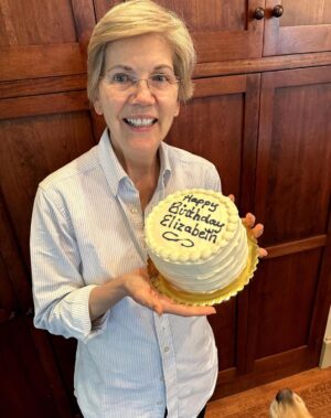 Elizabeth Warren Instagram - Thank you to my sweetie, Bruce, for such a wonderful cake (Bailey enjoyed it, too), and thank you all for the well wishes today! Looking forward to another year of fighting for families in Massachusetts and across the country.