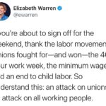 Elizabeth Warren Instagram - Thank the labor movement.