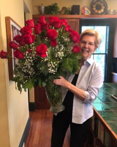 Elizabeth Warren Instagram - My sweetie never forgets. One rose for each year. Happy Anniversary, Bruce!