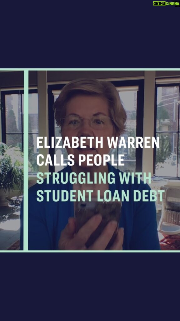 Elizabeth Warren Instagram - Chris and I both went to the University of Houston (Go Cougars!). My degree was $50 a semester, because our country invested more in education then. But Chris had to take out loans. We spoke about how canceling student debt would help him build a better future. #CancelStudentDebt