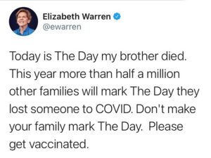 Elizabeth Warren Instagram - Please get vaccinated.