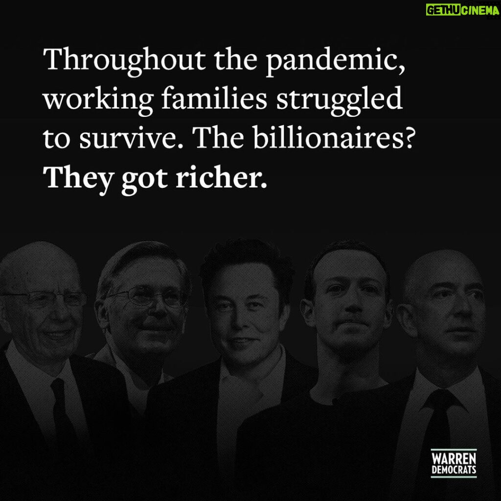 Elizabeth Warren Instagram - Working people have been kicked in the teeth by this pandemic and economic crisis. But a lot of the richest billionaires in America have done better than ever. How much better, exactly? Take a look at the data (link in my bio) to see how much their wealth has grown.