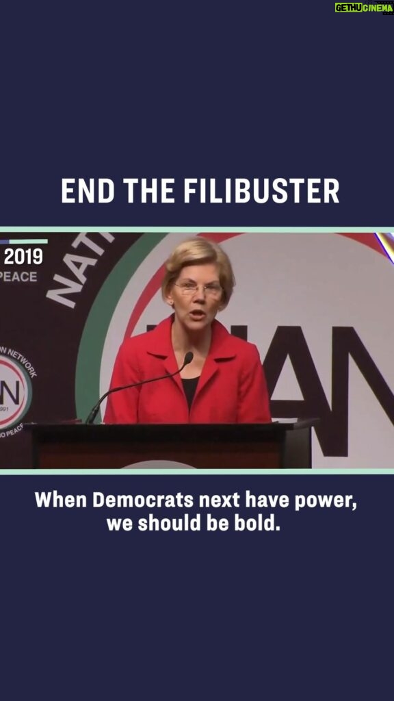 Elizabeth Warren Instagram - In 2019, I said that if Mitch McConnell used the filibuster to hold a Democratic Senate majority hostage—and block us from getting things done for the American people—we would need to get rid of the filibuster. It’s time.
