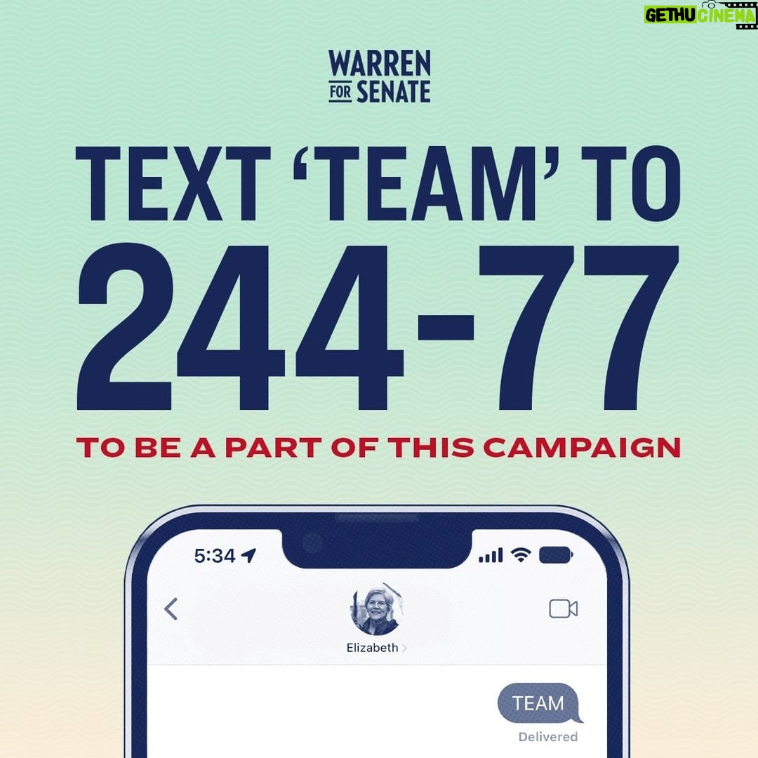 Elizabeth Warren Instagram - Let’s stay in touch—text TEAM to 244-77, and help build our re-election campaign from the ground up.