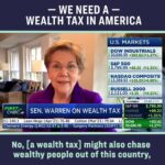 Elizabeth Warren Instagram - In 2019, the bottom 99% paid about 7.2% of their total wealth in taxes. The top 1/10th of 1% paid about 3.2%. Enough is enough. It’s time for a wealth tax.