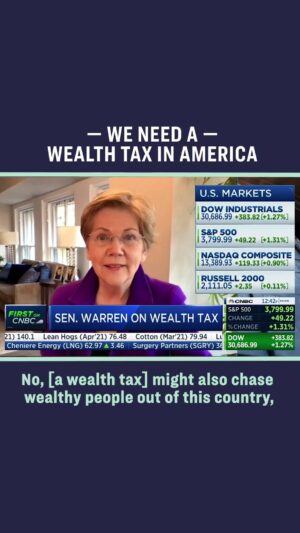 Elizabeth Warren Instagram - In 2019, the bottom 99% paid about 7.2% of their total wealth in taxes. The top 1/10th of 1% paid about 3.2%. 

Enough is enough. It’s time for a wealth tax.