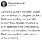 Elizabeth Warren Instagram - Cancel student loan debt.