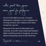 Elizabeth Warren Instagram - You’ve probably heard about big wins under the Biden-Harris administration like fighting climate change & upgrading infrastructure. Here are a few more ahead of the #StateOfTheUnion—and some that may have flown under your radar. Brought to you by a persistent grassroots movement. By the way: six years ago today, Mitch McConnell banned me from speaking on the Senate floor after I started reading a letter by Coretta Scott King. He was trying to silence a whole movement. Nevertheless, we persisted. We took back power. And we’re using it to make real change.
