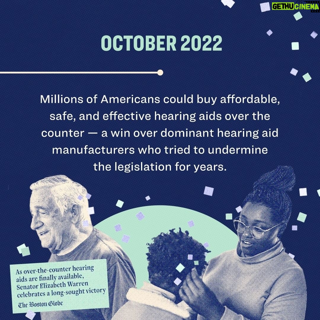 Elizabeth Warren Instagram - You don’t get what you don’t fight for. Here’s the inside story of how we beat back a giant monopoly, lowered the cost of hearing aids by thousands of dollars, and scored a win for millions of Americans.