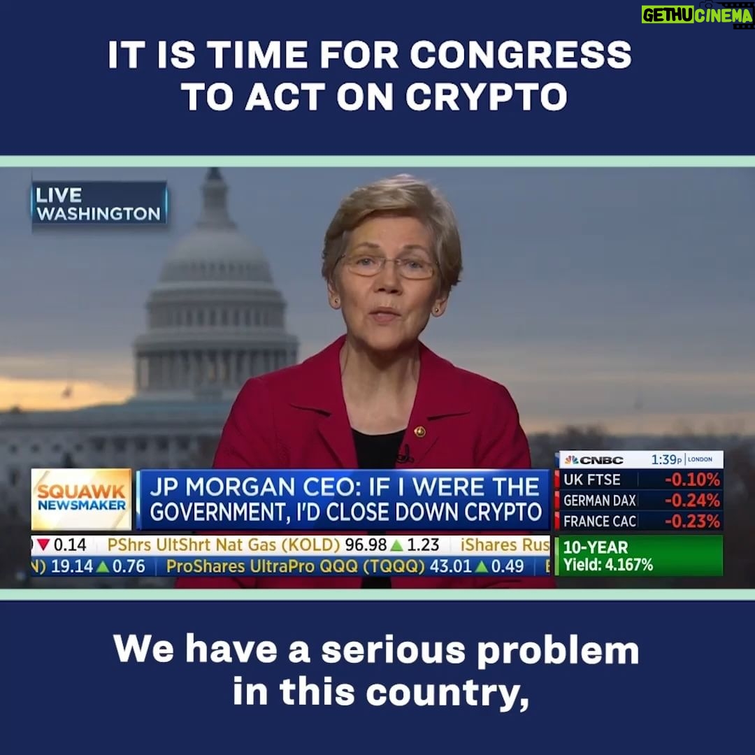 Elizabeth Warren Instagram - For the sake of our national security, crypto firms should have to follow the same anti-money-laundering rules as other financial institutions. And I’ve got a bipartisan bill to make it happen.