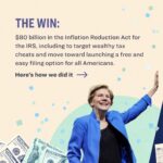 Elizabeth Warren Instagram - Here’s how we won a crackdown on wealthy tax cheats and made progress towards fast, free tax filing for all Americans:
