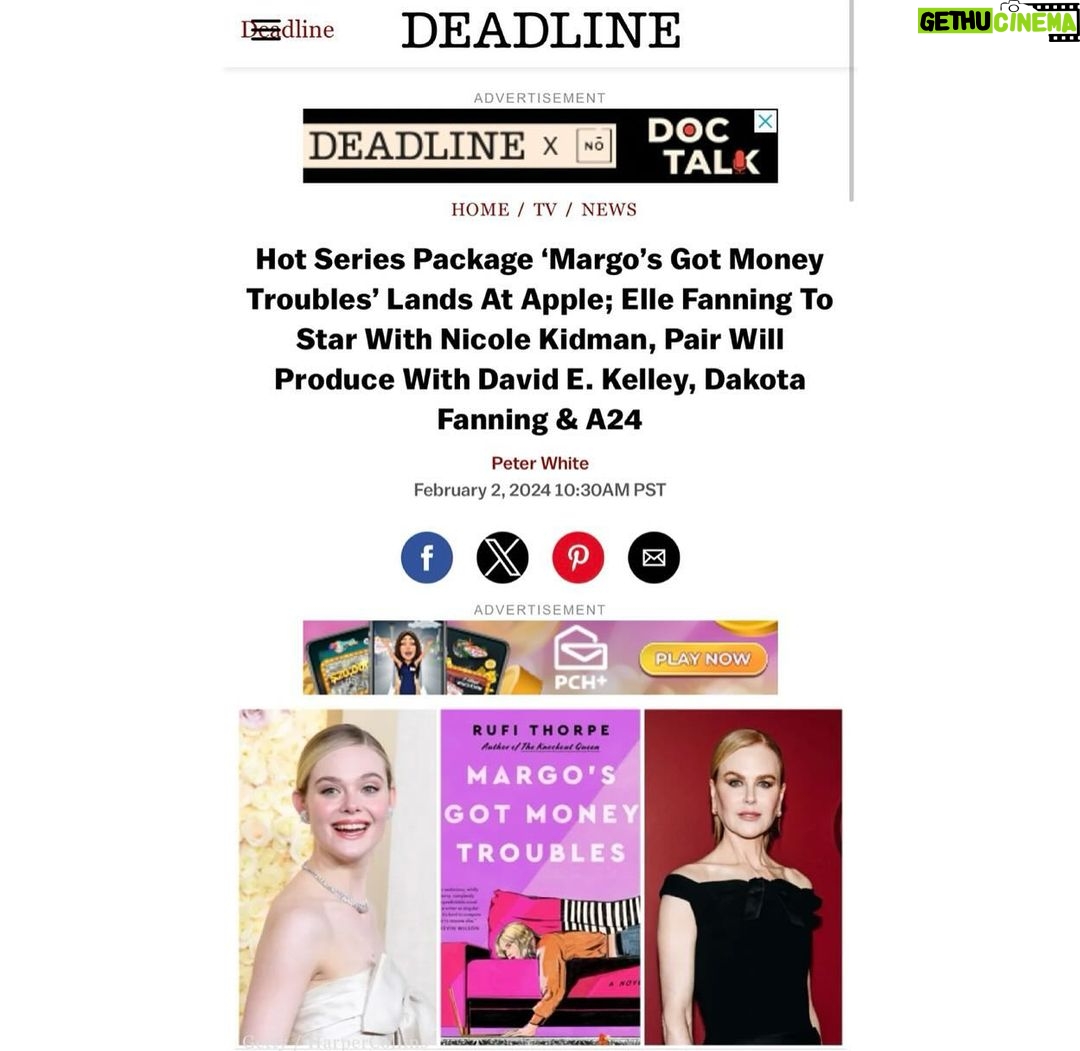 Elle Fanning Instagram - 🎉🎉🎉THRILLED to bring @rufithorpe genius hysterical heart-wrenching heartwarming book to your TV screens alongside a dream group of people! @nicolekidman 🤯 David E. Kelley 🤯 @a24 🤯 @appletv 🤯