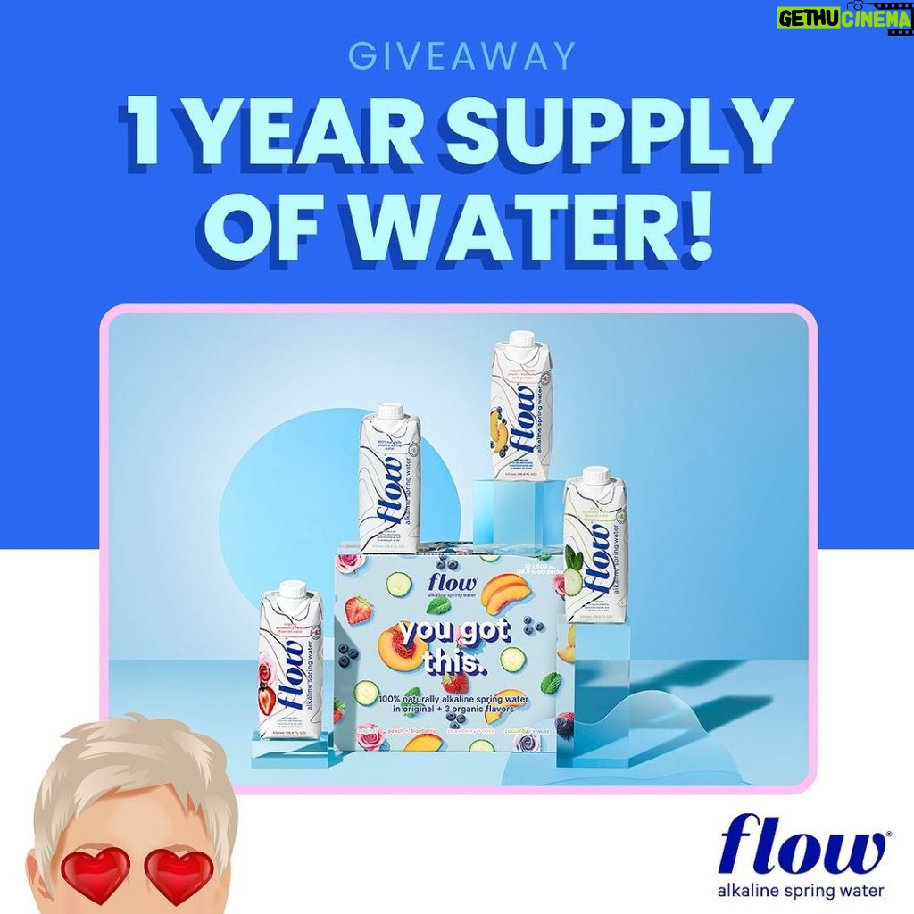 Ellen DeGeneres Instagram - There is still time to enter my surprise giveaway! Win 4 cases of @flow water a month for an entire year! Enter at my link in bio!