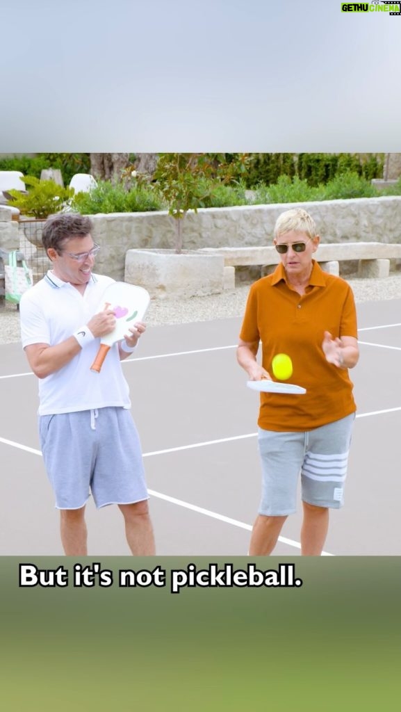 Ellen DeGeneres Instagram - This week I got to reunite with one of my favorite people– @AndyLassner! And we did one of my favorite things - play pickleball! He had never played before so I had to show him how it’s done. If you haven’t played it, you should try it with my new pickleball set! You can get yours from @theellenshop at my link in bio!