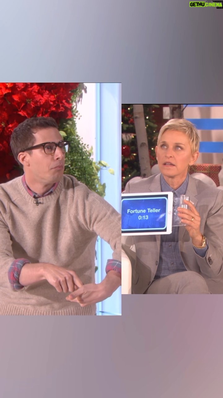 Ellen DeGeneres Instagram - A #FlashbackFriday of Andy Samberg and I playing Act it Out in #HeadsUp! You can download Heads Up! at the link in my bio!