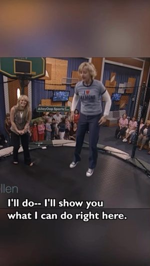 Ellen DeGeneres Instagram - When I thought interviewing @hilaryduff while jumping on a trampoline was a good idea.