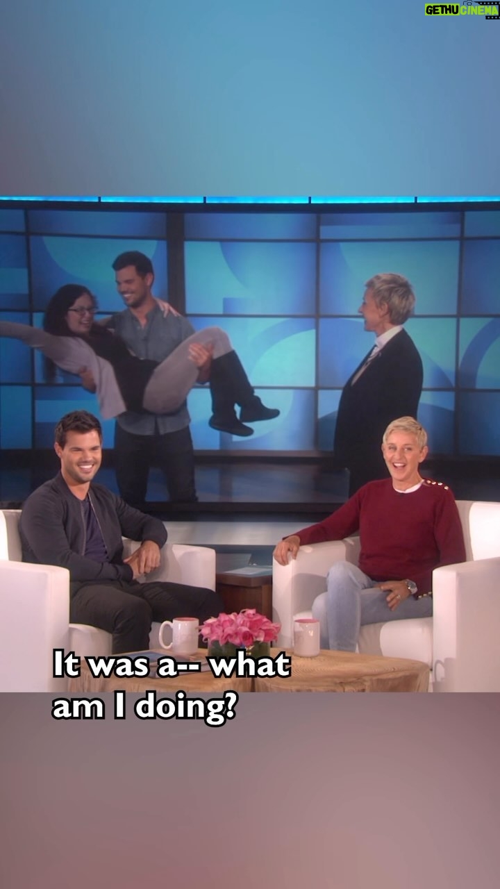 Ellen DeGeneres Instagram - This fan had an abs-urd reaction to meeting @taylorlautner