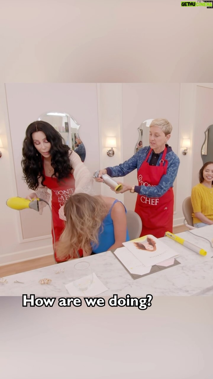 Ellen DeGeneres Instagram - @cher and I are both known for our iconic hairstyles, so we stopped by a hair salon to help our new friends out. It went exactly how you think it’d go.
