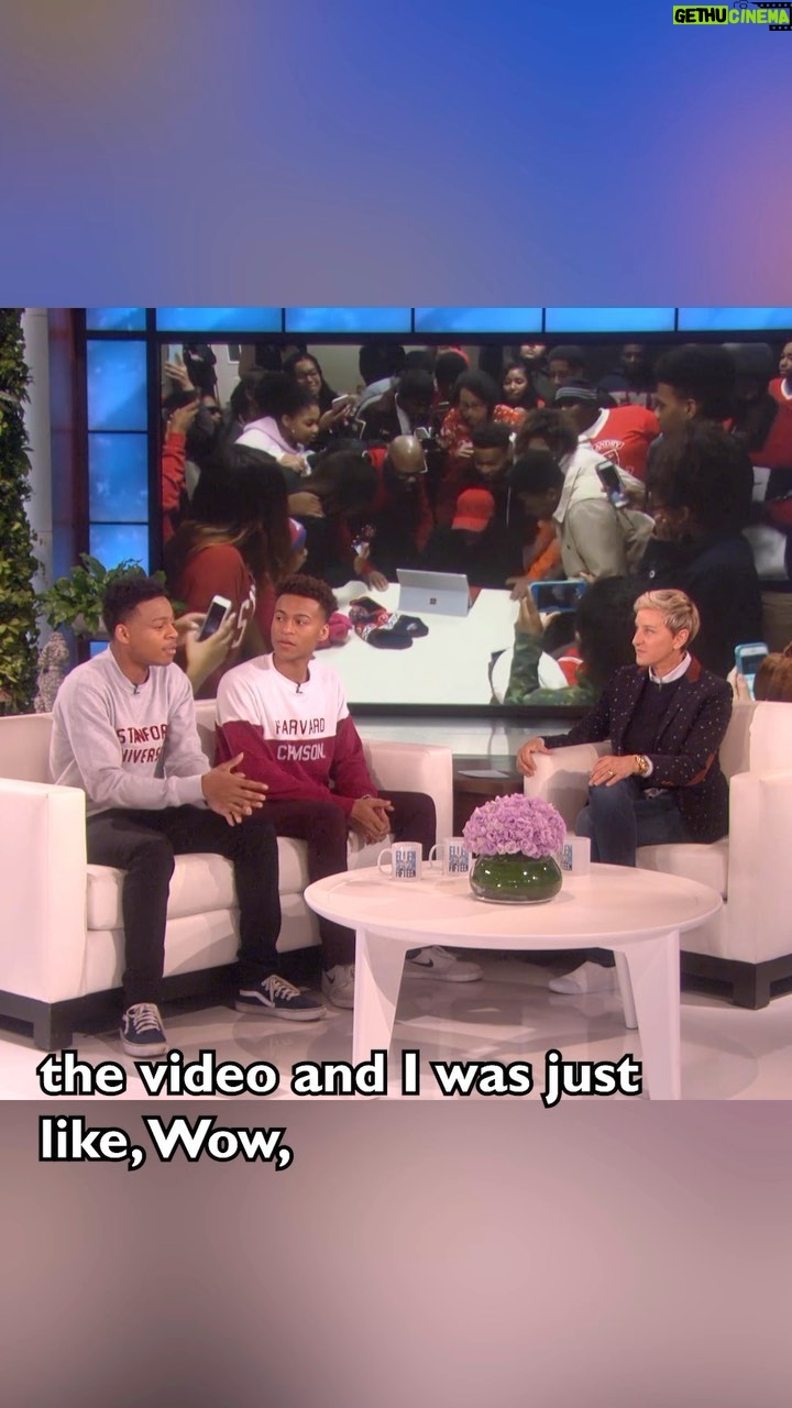 Ellen DeGeneres Instagram - These two brothers’ college acceptance video went viral and after I heard their story I knew I wanted to meet them. #ViralMomentTBT