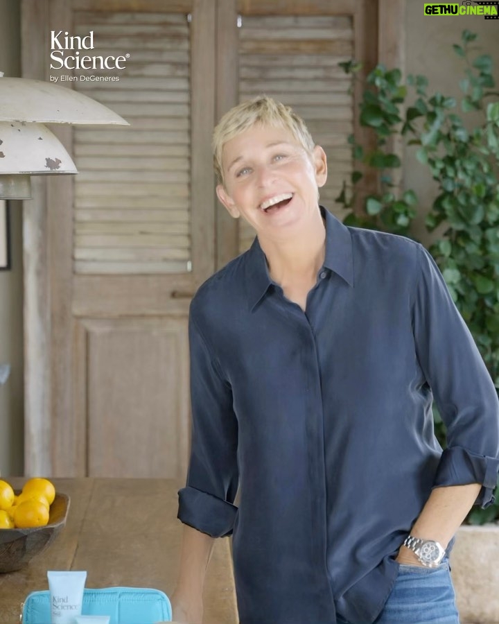 Ellen DeGeneres Instagram - Glowing reviews AND glowing skin?! Let’s celebrate! 🤩 🙌 I created @KindScience because I needed a simple routine that worked, and hearing about how much you love it has made it all worth it. And because it’s our anniversary, I have a special gift just for you! Head to KindScience.com to check it out. #KindScience