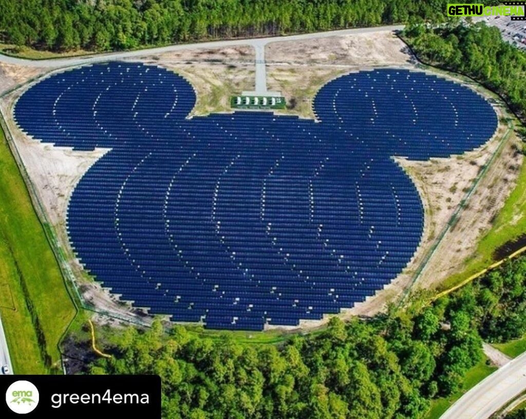 Ellen Pompeo Instagram - Proud to be a part of the Disney family. Posted @withrepost • @green4ema Is that Mickey? No, it’s half a million solar panels. Since there’s nothing “Goofy” about climate change, @disney Has taken a big step forward towards its goal of cutting its emissions in half by 2020. The 50-megawatt solar facility in Florida will lower emissions by more than 57,000 tons per year! Tag a company you want to see take climate action. Photo via @bigthinkers.