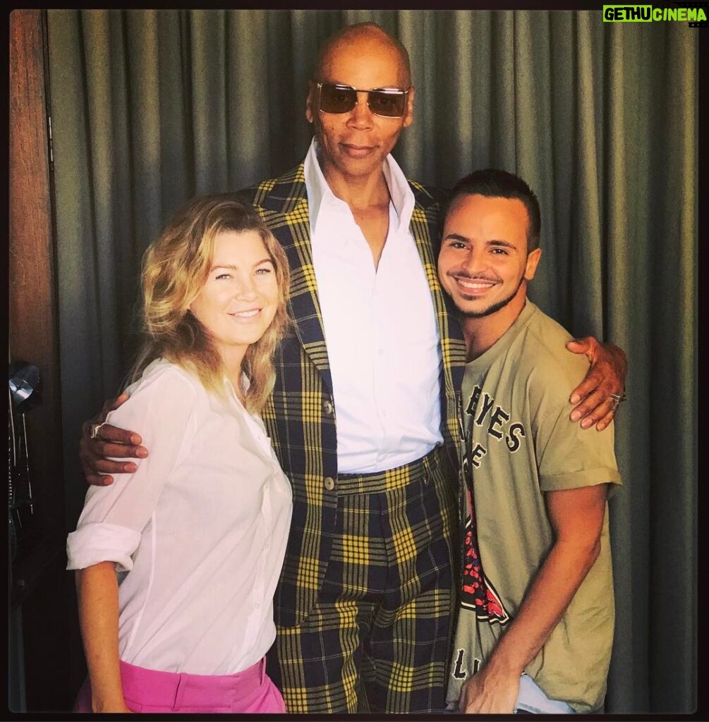 Ellen Pompeo Instagram - Ok bitches get ready @rupaulofficial @yanismarshall and I are working on a secret project...and I'm sooo excited 🌈🌈🌈