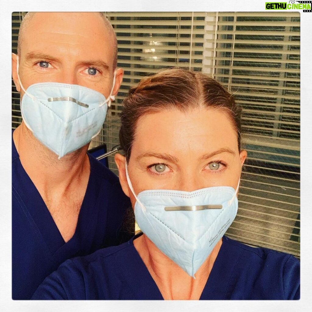 Ellen Pompeo Instagram - First time back in my scrubs... since we shut down filming 7000 healthcare workers have died from Covid. I dedicate my season 17 to all who have fallen and to everyone of you who by the grace of God is still standing... this season is for you with humility and a bit of humor to get us through and endless amounts of gratitude. I hope we do you proud 🙏🏼❤️ @greysabc #seasonseventeen @richardfloodofficial