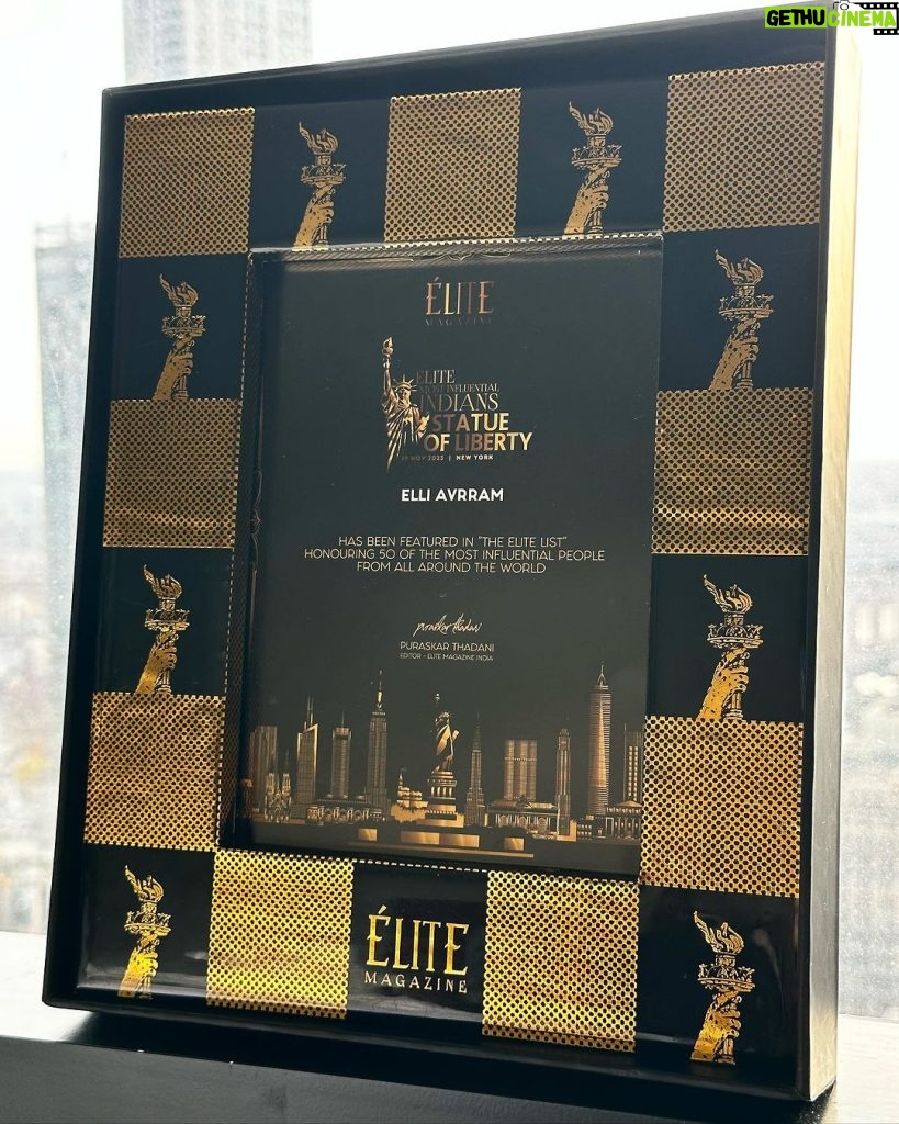 Elli AvrRam Instagram - Still overwhelmed! Received ‘Indian by Heart’❤ At The Most Influential Indian Awards By Elite Magazine. Grateful!!!🙏 Thank you @puraskar and Team Elite Magazine for acknowledging me and my journey in the Indian film industry, and my travel show ‘India with Elli’. It was probably the most magical evening I have experienced so far! At The Statue of Liberty in New York City! Together with extremely wonderful, hardworking, passionate and inspiring personalities.🌟 wow….I am still in awe of the stories that were shared. Dare to Dream Big and Dare to be Authentic all the way and consistent! That’s the key! Lots of love to my Incredible India🇮🇳 #awardnight #statueofliberty #newyorkcity #elitemagazine #indianbyheart #mostinfluentialindians #daretodream #achieve #enjoythejourney #elliavrram #yourstruly The Statue of Liberty NYC