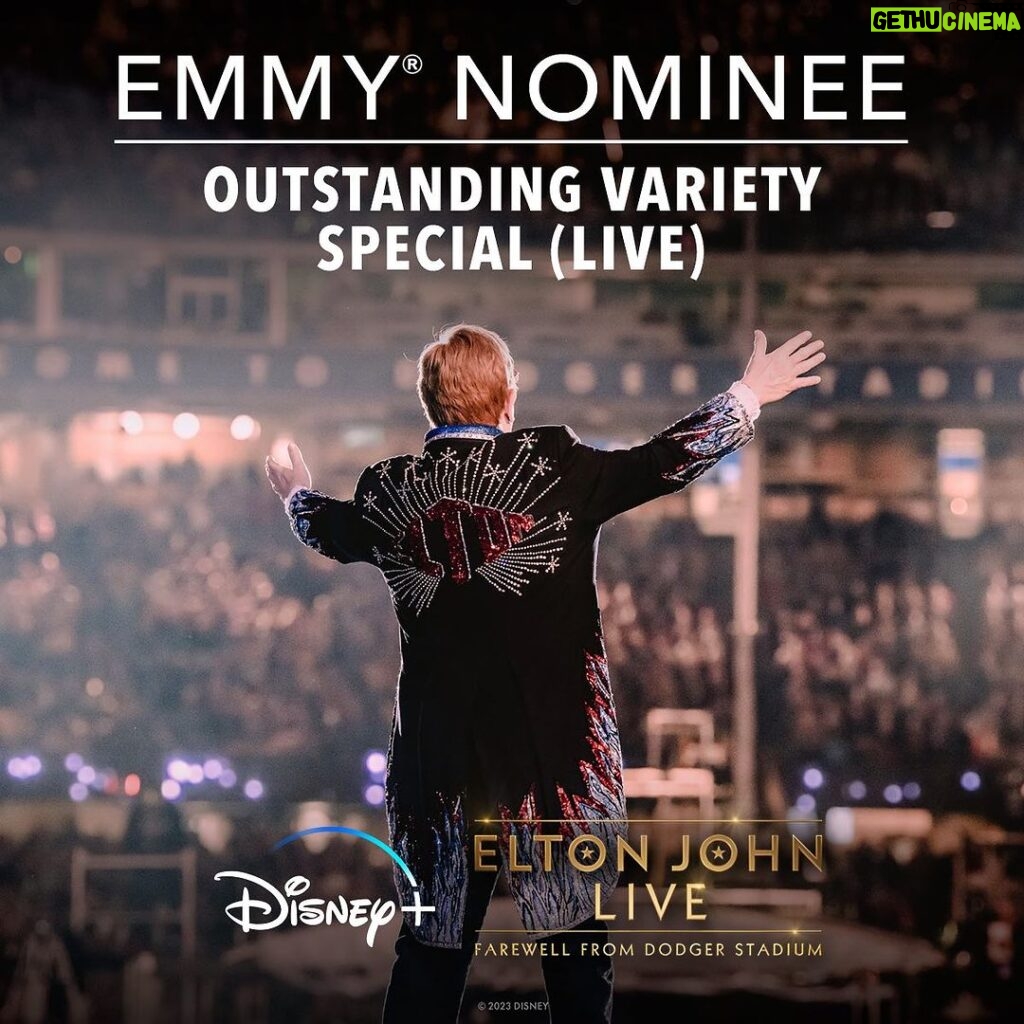 Elton John Instagram - It’s an honour for my Special to be recognized by the Academy 🚀 My final Dodger Stadium performance was bittersweet and an evening that I will never forget. My team @rocketentertainment, the talented @fulwell73productions, and everyone at @disneyplus went above and beyond to create a magical production, not only for me as I said goodbye to North America, but for my fans all over the world to enjoy for years to come!! #emmyawards #emmys