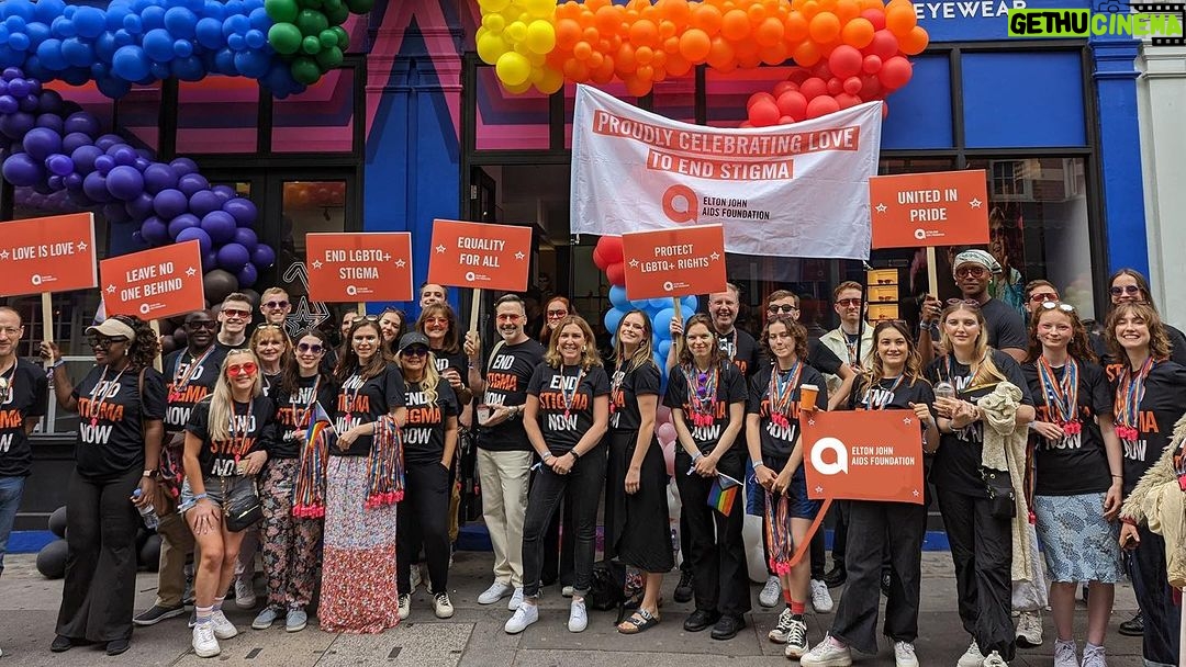 Elton John Instagram - 🌈Happy #LondonPride 🌈 So proud to see @ejaf represented @prideinlondon this year by @davidfurnish, @anneaslett, the amazing London team, and friends of the Foundation. We’re so thrilled to join the vibrant and inclusive spirit of London Pride to celebrate love, diversity, and equality, and stand alongside our incredible LGBTQ+ community. Keep an eye out for them on the march and head to @eltonjohneyewear Pop Up at 59 Greek Street to continue your Pride celebrations❤️