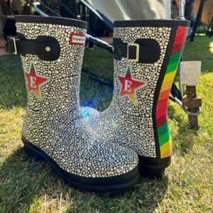 Elton John Instagram - Now my wardrobe is complete! Thank you @hunterboots for these one-of-a-kind wellies ✨

Watch out Glasto - here I come!