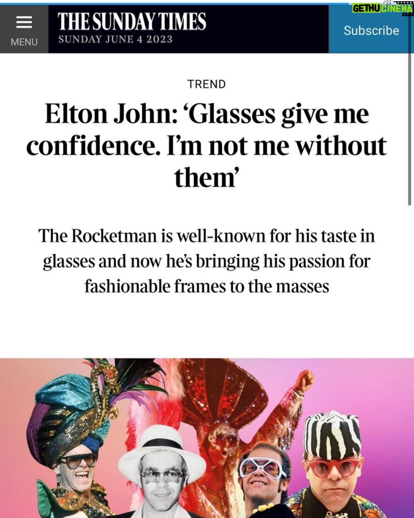 Elton John Instagram - Rocket Man turned Shop-it Man 😁 Our @eltonjohneyewear Pop Up on 59 Greek Street features in this weekend’s @theststyle. Thank you, John Arlidge, for speaking with @davidfurnish and I ✨