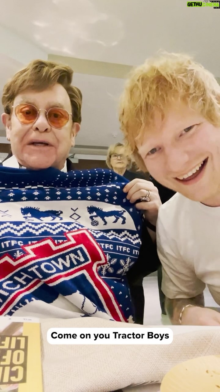 Elton John Instagram - Went with @eltonjohn to watch our boyhood teams play each other, to celebrate 2 years of Merry Christmas. Out now on all platforms, and Merry Christmas you wonderful people x