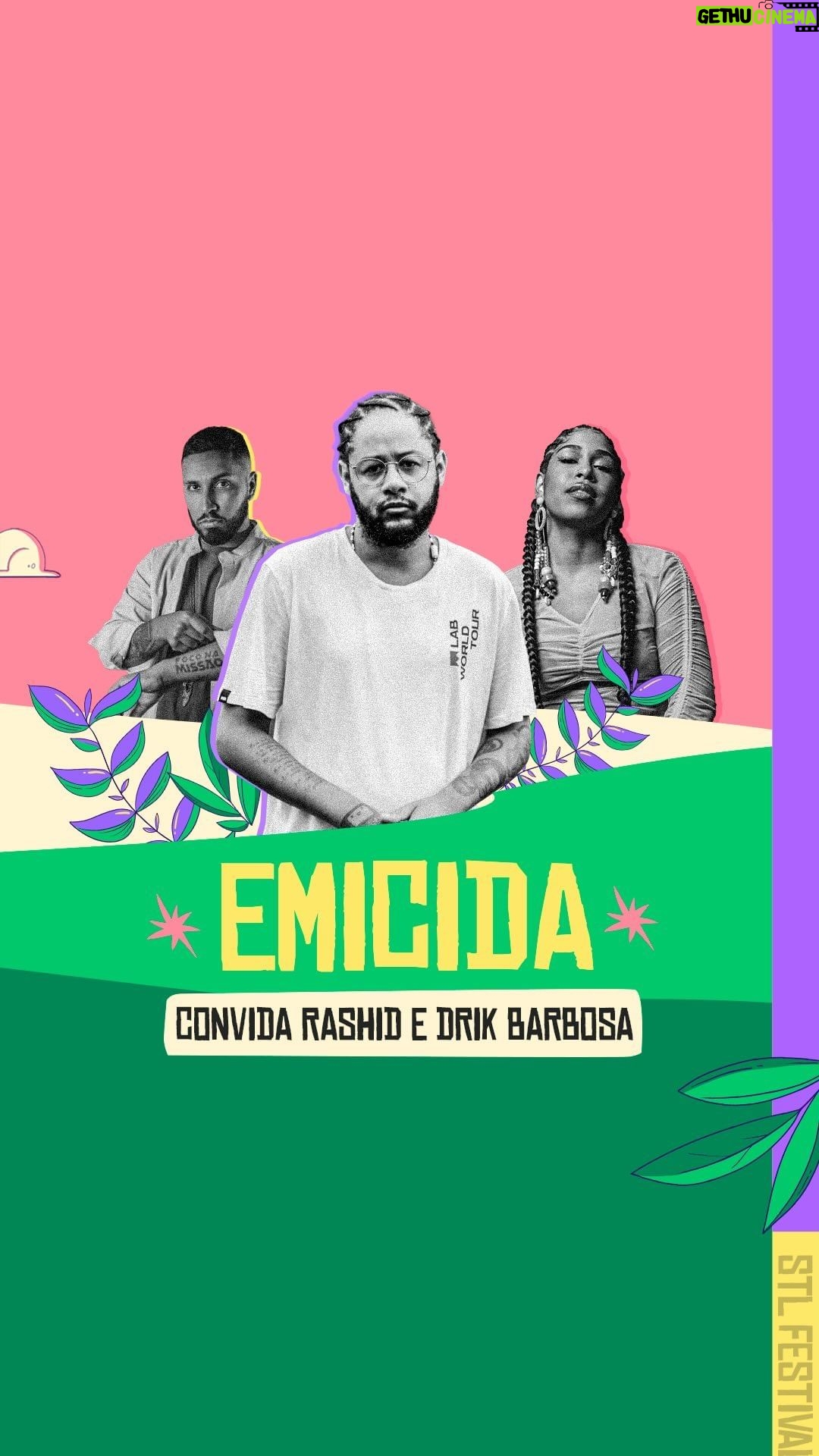 Emicida Instagram - Vamos de estreia no STL Festival? É ele, @emicida convida @drikbarbosa e @mcrashid, o rapper traz um show especial, único e cheio de convidados 🔥🔥 Pela primeira vez no palco do festival e abrindo a nossa line! “Um sorriso ainda é a única língua que todos entende” Vem distribuir sorrisos e deixar o sol de São Thomé mais AmarElo! ☀️ Fique ligado, dia 15/11 tem a próxima atração! 🔗 INÍCIO DAS VENDAS 08/12 às 16h20 ✌🏼 São Thome das Letras