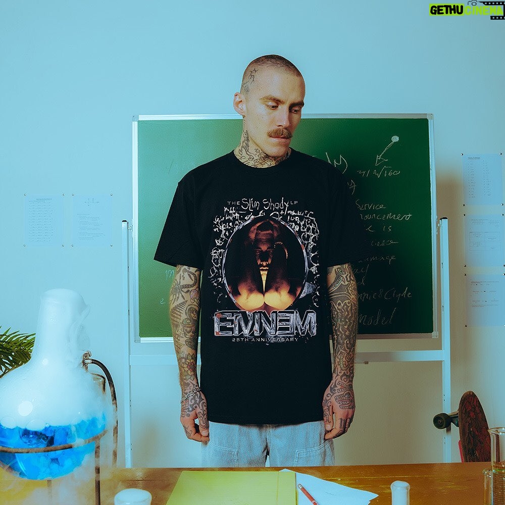Eminem Instagram - STILL DON’T GIVE A FUCK... 25 Years Later! 🖕 Slim Shady LP 25th Anniversary capsule out now!! Link in bio #SSLP25