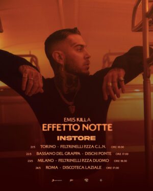 Emis Killa Instagram - Il forum è ufficialmente sold out. Prima ancora di uscire col disco. Ho deciso che non aprirò una seconda data perché la fiducia dei miei fan più intimi va premiata con l’esclusività. Grazie a chi ci sarà.
Questa settimana “EFFETTO NOTTE” sarà vostro. Inizia il countdown.
Ps: nel carosello trovate anche le date e i luoghi degli unici instore che farò. Sto arrivando for real. 🇮🇹