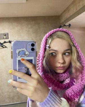Emma Myers Instagram - make sure you wear a snood today. it’s cold out