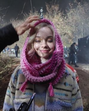 Emma Myers Instagram - make sure you wear a snood today. it’s cold out