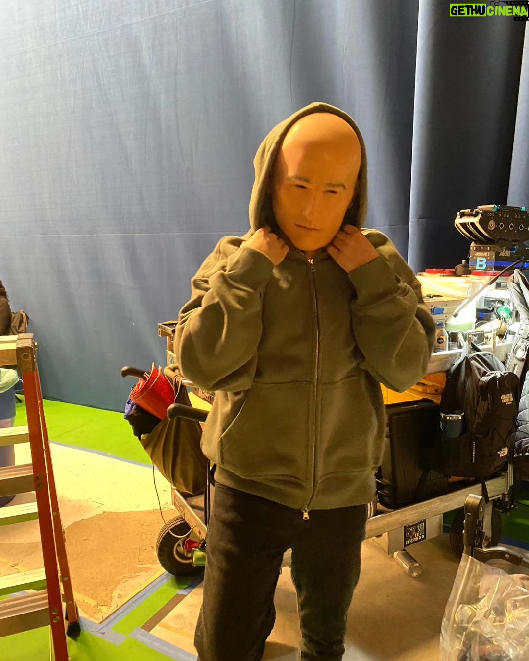 Emma Myers Instagram - rubber babies, stuffed dogs, masks made of crash dummy skin, and Brady absolutely killing it on the tambourine #familyswitch