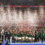 Emmanuel Macron Instagram - Merci à toutes celles et à tous ceux qui ont œuvré au succès de cette Coupe du monde de rugby que la France était fière d’accueillir. Une pensée pour notre équipe ce soir. Félicitations à l’Afrique du Sud pour sa victoire. Well done @CyrilRamaphosa! Stade de France