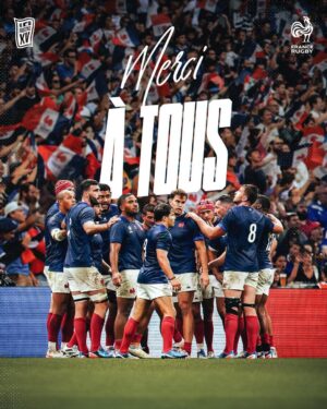 Emmanuel Macron Instagram - Le XV l’a bien montré : la France est une grande nation du rugby mondial.

Merci d’avoir fait vibrer tout le pays et d’avoir porté nos couleurs avec panache. À jamais derrière vous !

Bravo à l’Afrique du Sud et aux demi-finalistes de cette Coupe du monde.