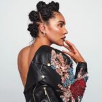 Emmy Raver-Lampman Instagram - II 🦾 II ⠀ ⠀ Photo: @mattbarnesphoto // Asst: @_nikkiross Styling: @marcandrewsmith // Asst: @cozygirlfriend Hair: @iamaraxilindsey M/U: @summerogrady Jacket: @vspconsignment Jewelry: @eliesaabworld