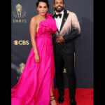 Emmy Raver-Lampman Instagram - II DATE. NIGHT. II ⠀ 2021 Emmy Awards ⠀ ⠀ hair: @iamaraxilindsey m/u: @makeupbygalaxy stylings: @kjmoody // @styledbygregory shoes: @stuartweitzman dress: @monsooriofficial jewelry: @xivkarats // @theresidencyexperience Los Angeles, California
