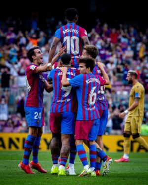 Eric García Instagram - Tarda de moltes alegries avui. Per la victòria i per la tornada de l’Ansu. T’ho mereixes per tot el teu treball, això només és el principi. Gràcies també a l’afició per tot el suport💪💙❤️. Tarde de muchas alegrías. Por la victoria y sobretodo por la vuelta de Ansu. Te lo mereces por todo el trabajo que has hecho y esto sólo es el principio. Muchas gracias a la afición también por el apoyo al equipo! FORÇA BARÇA💙❤️