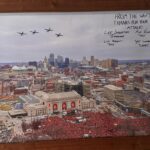 Eric Stonestreet Instagram - We always love having the pilots from the 303rd fighter squadron out of Whiteman Air Force Base in our suite when they do the flyover at Arrowhead. Today they brought us a gift that will have a special place in our home. Thank you for your service and dedication, and for our friendships. #kchawgs @442dfighterwing